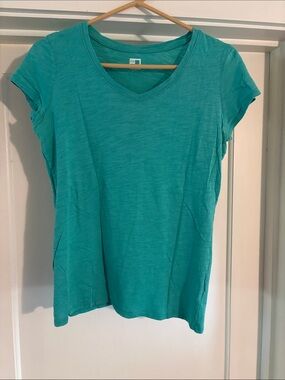 jcpenney Teal V-Neck Short Sleeve Top
